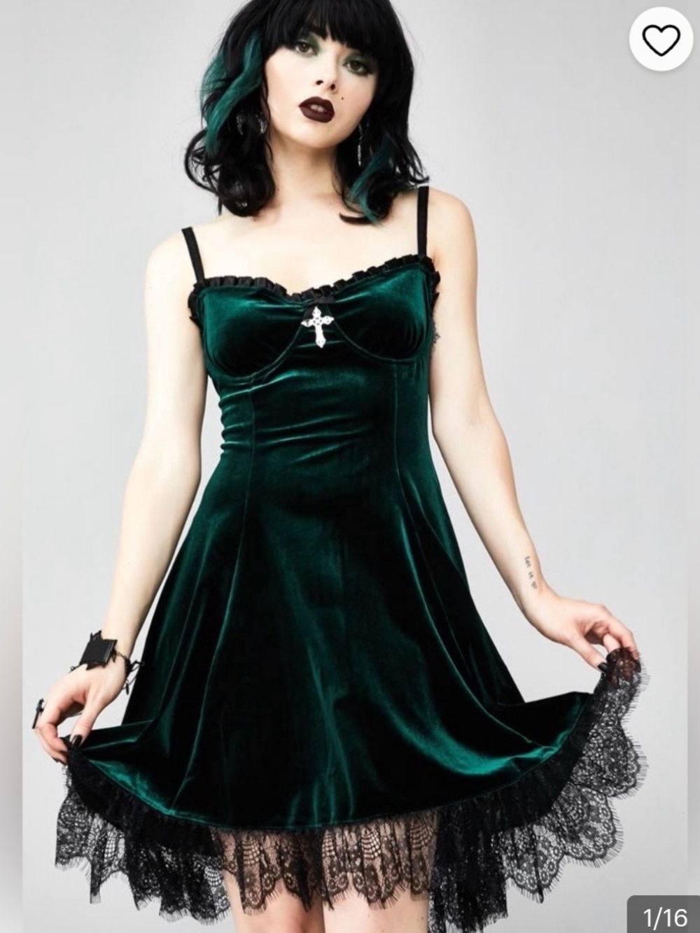 Dolls Kill green velvet dress size XL